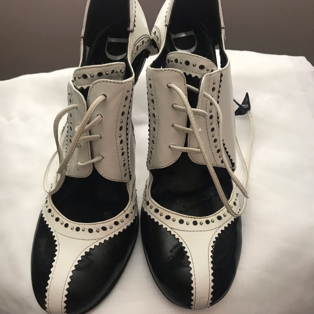 Christian Dior Black And White Tuxedo Leather Heels Gem